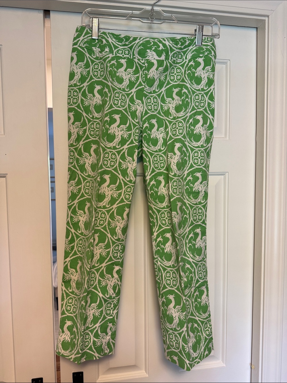 J. McLaughlin Green and White Printed Pants
